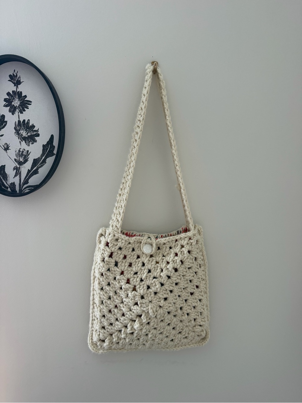 Cream Crochet Shoulder Bag - Handcrafted Women's Tote